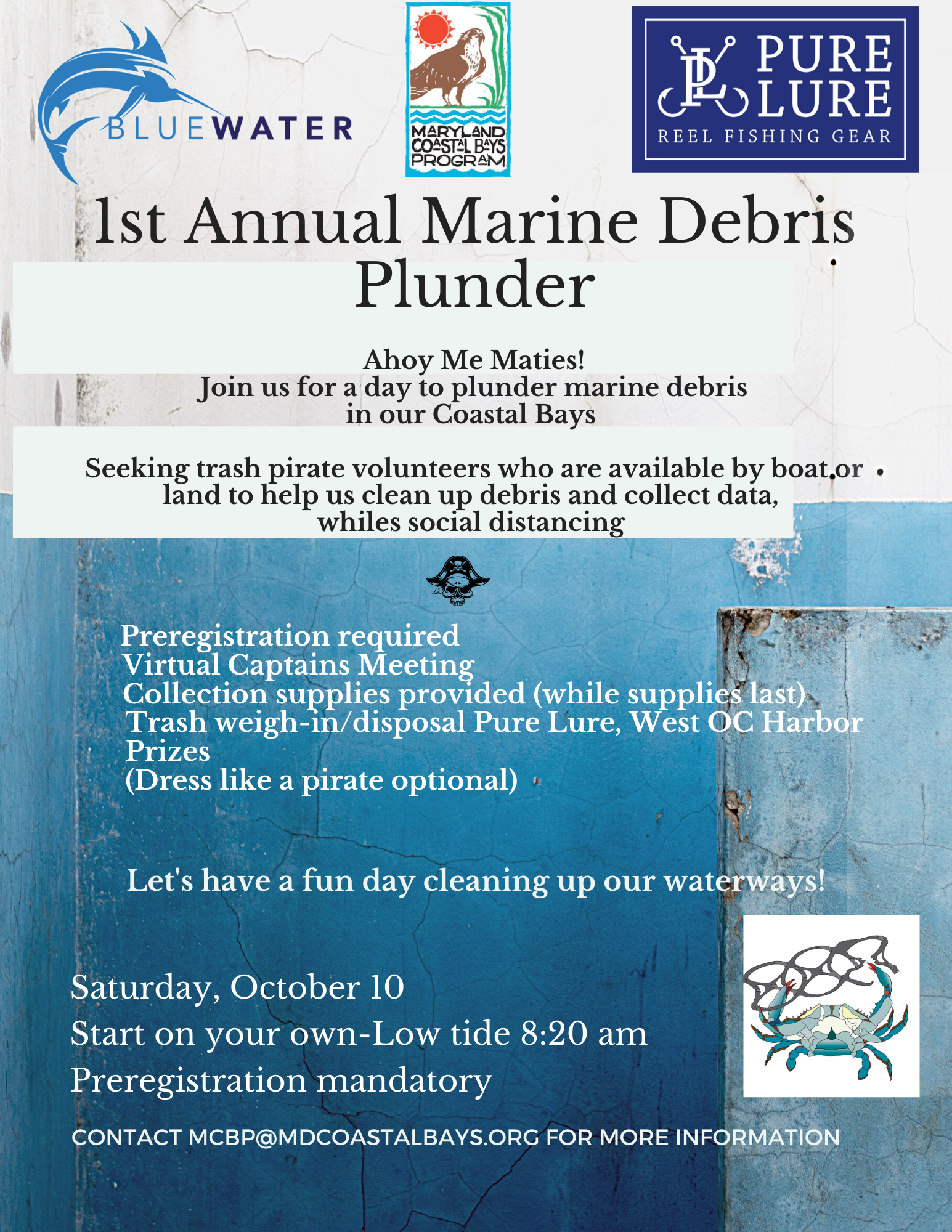 Marine Debris Plunder promotional poster featuring the marine debris plunder event on October 10